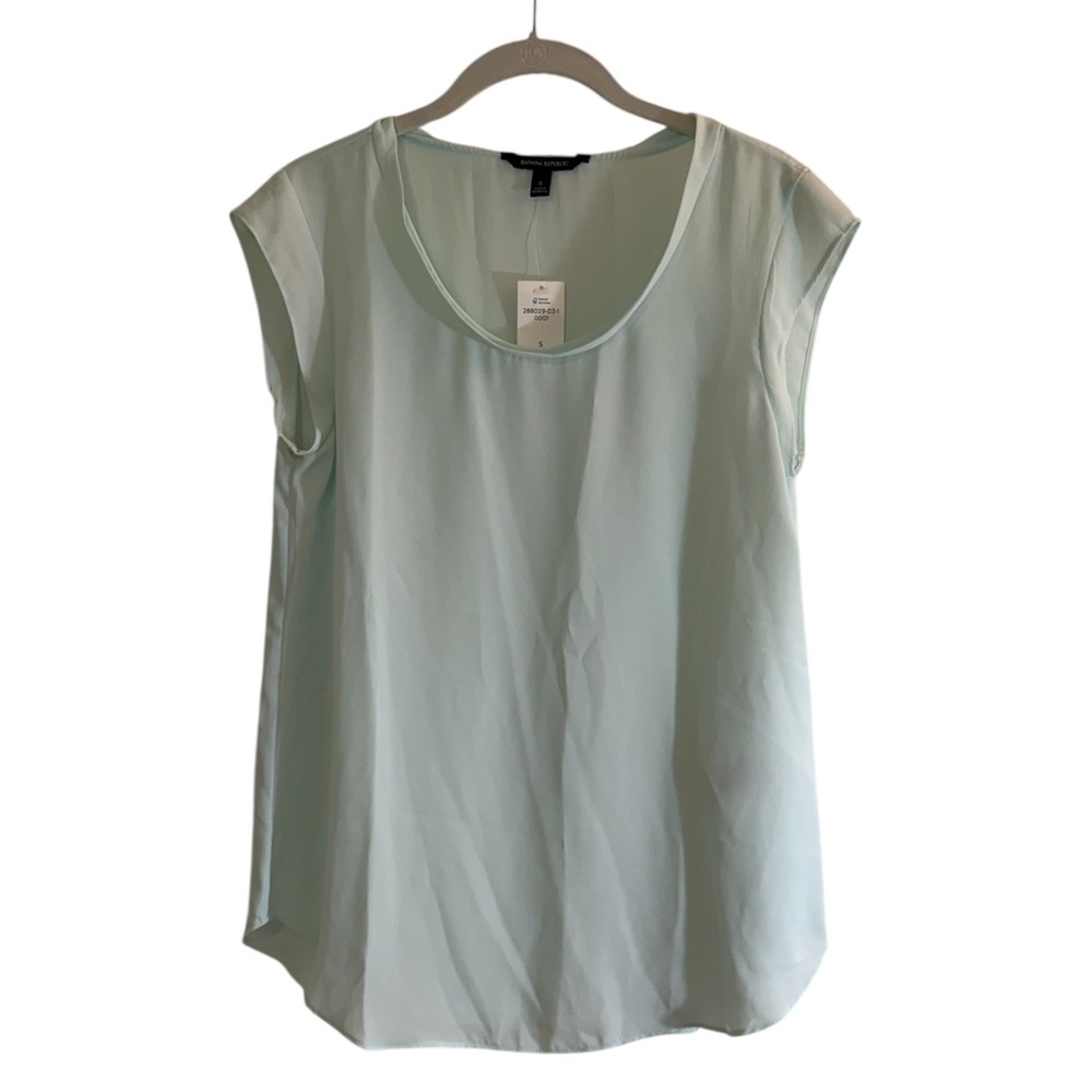 Banana Republic Top Mint Green S Womens‎ Cap Sleeve Scoop Neck Solid 288029-03-1